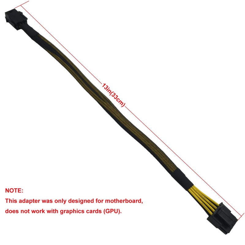 COMeap 6 Pin to 8 Pin CPU Power Adapter, 6 Pin Female to CPU 8 pin (4+4 Detachable) Male EPS-12V Converter Sleeved Cable 13-inch(33cm) - Image 4